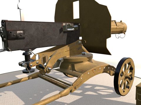  马克沁机枪机枪3d模型 