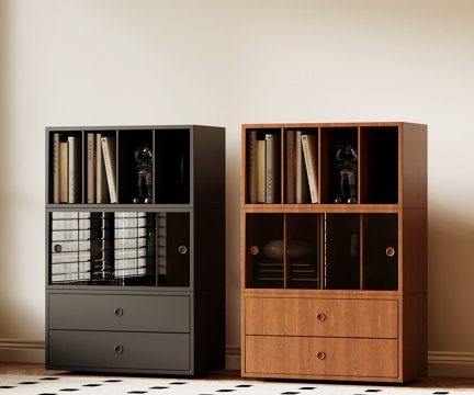  现代中古书柜3d模型 