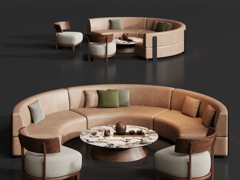  现代沙发茶几组合3d模型 