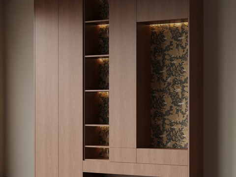  中古风鞋柜su模型 