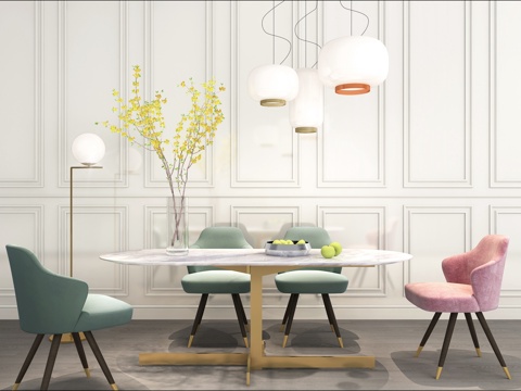  现代餐桌椅组合3d模型 