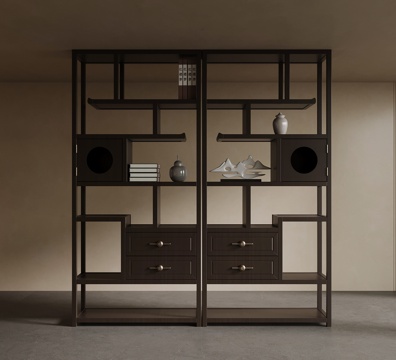  新中式博古架 置物架3d模型 