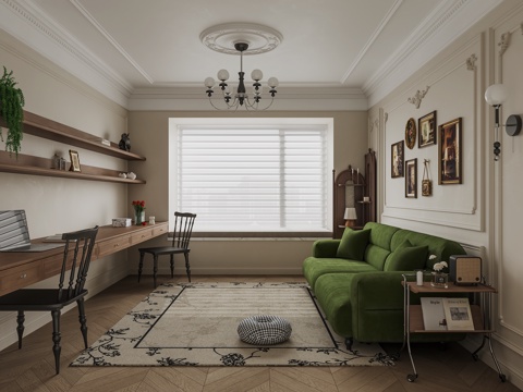  法式书房3d模型 