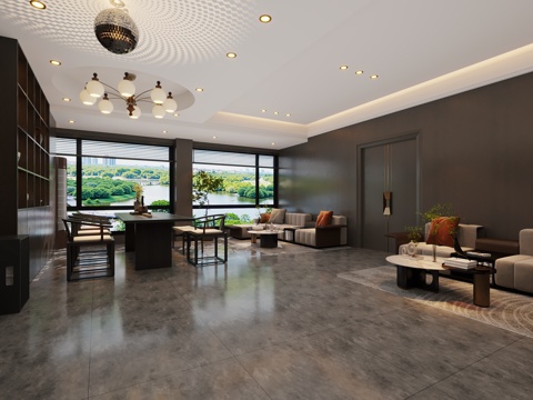  新中式茶室新中式接待室3d模型 