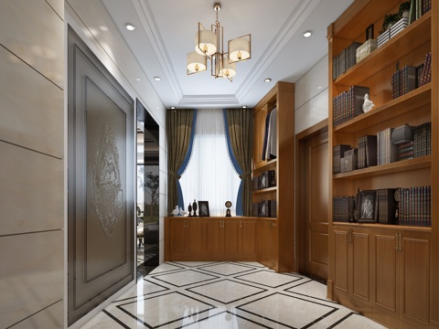  欧式简约玄关 书架3d模型 