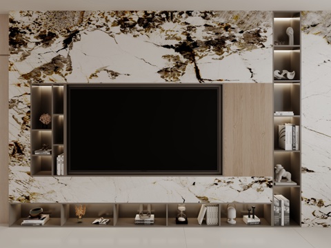  现代电视背景墙3d模型 