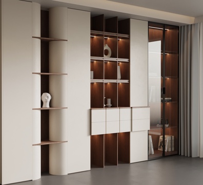  现代中古风书柜 置物柜3d模型 