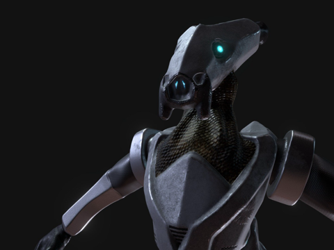  爬行类人生物未来风3d模型 