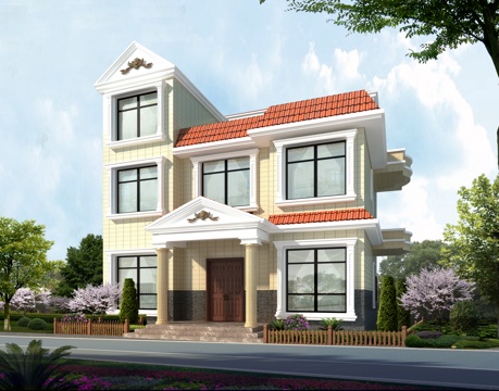  欧式简约独栋别墅3d模型 