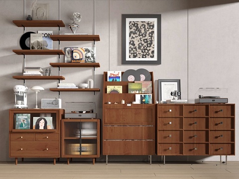  中古风玄关柜3d模型 