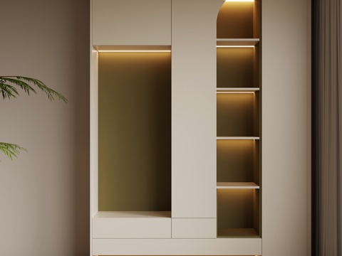  现代奶油风书柜3d模型 