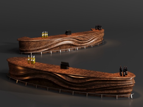  现代接待台吧台3d模型 
