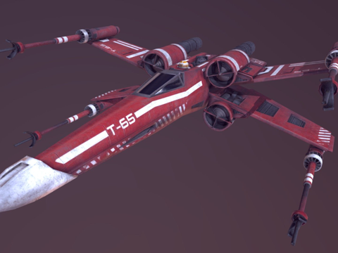  红色X翼战机3d模型 