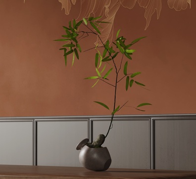  新中式花瓶 插花花艺3d模型 