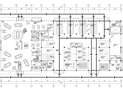 4S汽车服务中心 最新平面施工图合集cad施工图
