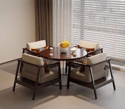 新中式休闲桌椅su模型