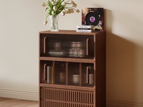  中古风边柜 储物柜su模型 