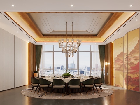  新中式包厢3d模型 