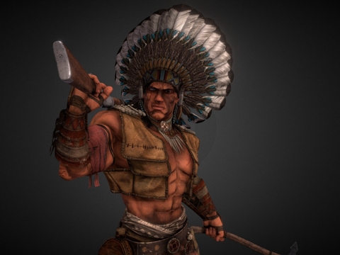  美洲原住民战士3d模型 
