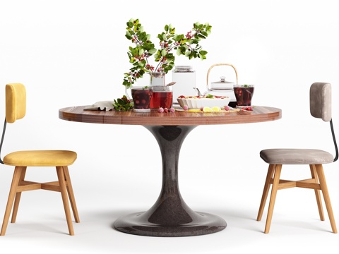  现代简约休闲餐桌椅子组合3d模型 