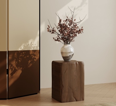  新中式花瓶 枯枝花艺摆件3d模型 