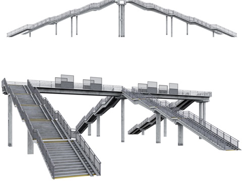 高架铁路道口3d模型 