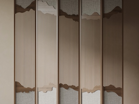  新中式屏风3d模型 