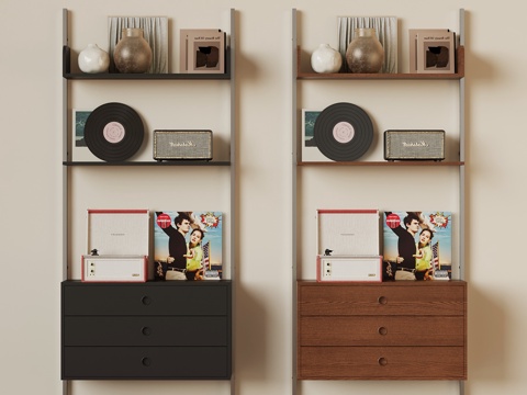  现代复古置物架3d模型 