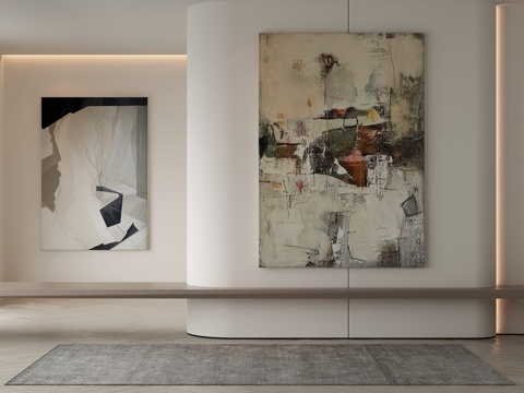  现代侘寂挂画 油画3d模型 