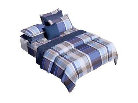  床 双人床 床上四件套su模型 