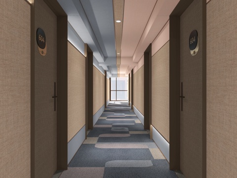  现代酒店走廊过道电梯厅客房走廊汉庭3d模型 