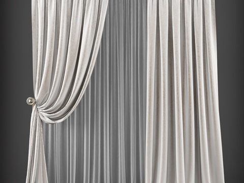  现代布艺窗帘3d模型 