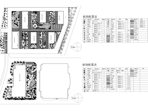 住宅小区居住区景观平面图 植物种植平面图 植物配置表 CADcad施工图