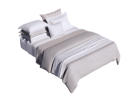 床 双人床 床上四件套su模型