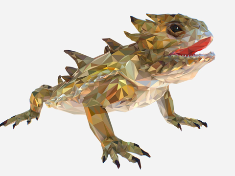  蜥蜴低多边形艺术爬行动物3d模型 