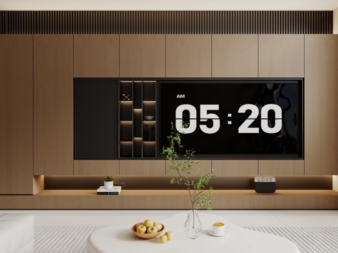  现代电视背景墙柜子3d模型 