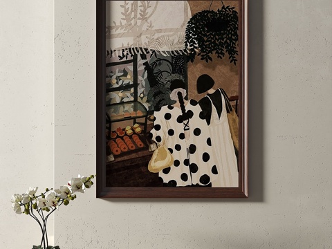  复古，中古，简约，抽象，装饰画3d模型 