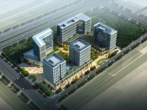  现代建筑外景鸟瞰3d模型3d模型 