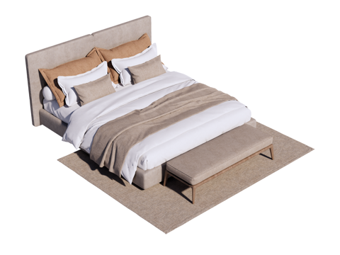 床 双人床 现代床su模型