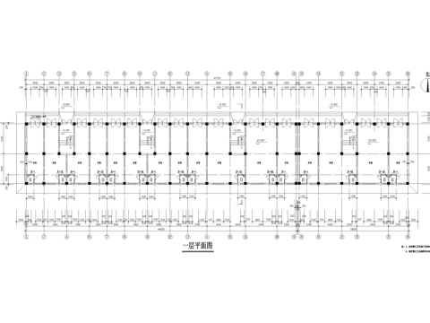 住宅楼多层家属楼建筑 底层商铺步梯 一梯两户三室两厅两室两厅cad施工图