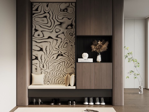 现代意式玄关 隔断 鞋柜su模型