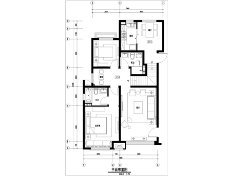  复式 样板间 平面布置图 吊顶图 地坪图 CAD施工图cad施工图 