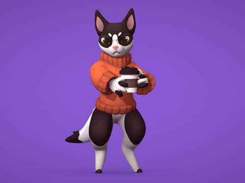  咖啡猫3d模型 