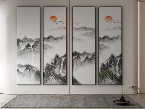  侘寂挂画 油画3d模型 