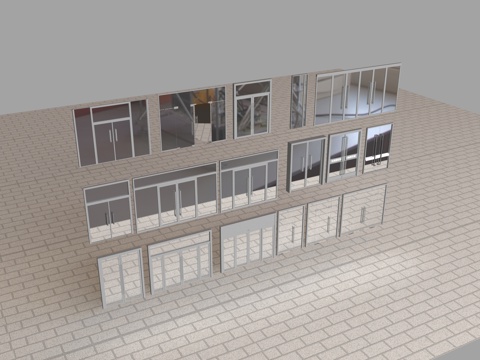  玻璃门3d模型 