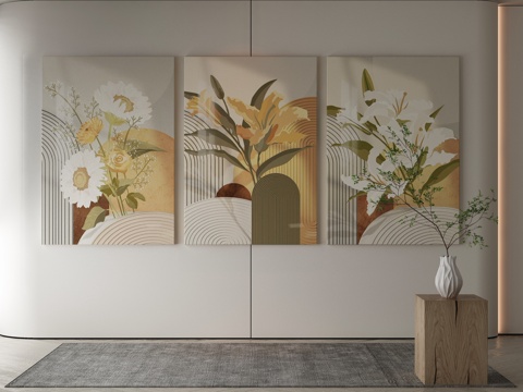  现代侘寂挂画 油画3d模型 