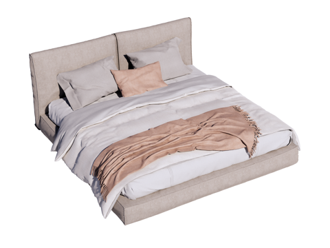  床 双人床 现代床su模型 