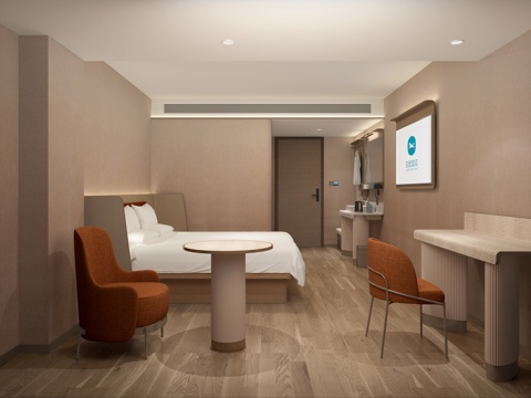  现代酒店客房大床房商务房汉庭3d模型 