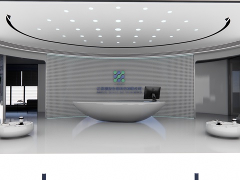 公司前台 前台接待 展厅su模型