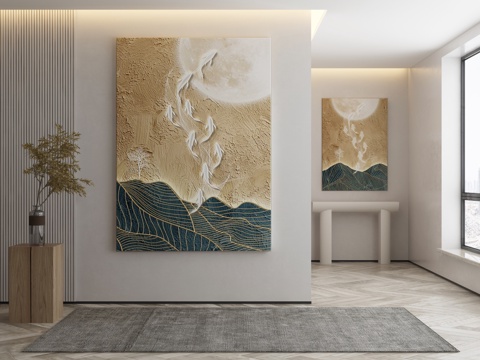  侘寂挂画 油画3d模型 